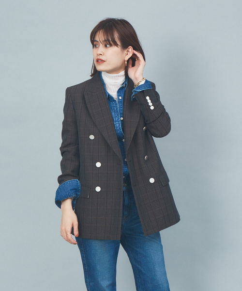 Rouge vif（ルージュヴィフ）の「チェックダブルテーラードジャケット（テーラードジャケット・レディース・ブラウン・38/36）」の18枚目の写真