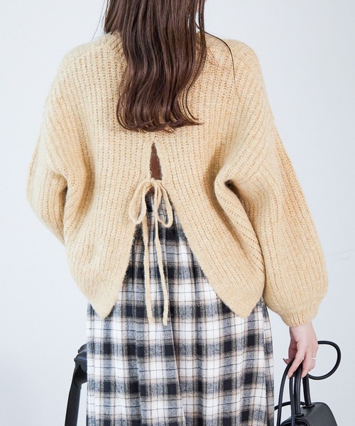 Heather（ヘザー）の「Cotton Candy Knit　255086（ニット/セーター・レディース・ホワイト/ブラック/パープル/ネイビー/ピンク/イエロー/ブルー/ライトイエロー・FREE）」の7枚目の写真