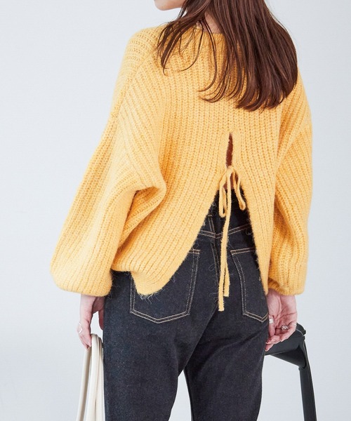 Heather（ヘザー）の「Cotton Candy Knit　255086（ニット/セーター・レディース・ホワイト/ブラック/パープル/ネイビー/ピンク/イエロー/ブルー/ライトイエロー・FREE）」の6枚目の写真