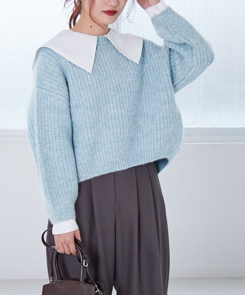 Heather（ヘザー）の「Cotton Candy Knit　255086（ニット/セーター・レディース・ホワイト/ブラック/パープル/ネイビー/ピンク/イエロー/ブルー/ライトイエロー・FREE）」の9枚目の写真