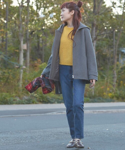 THE SHOP TK (ザ ショップ ティーケー )の「◆【2WAY】フーデットショートコート(その他アウター・レディース・チャコールグレー/ブラウン系/ライトベージュ/ブラック・11/13/14/12)」の5枚目の写真