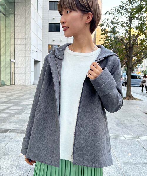 THE SHOP TK (ザ ショップ ティーケー )の「◆【2WAY】フーデットショートコート(その他アウター・レディース・チャコールグレー/ブラウン系/ライトベージュ/ブラック・11/13/14/12)」の14枚目の写真