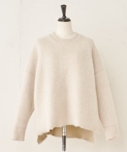 BEARDSLEY（ビアズリー）の「裏がポリエステルでチクチクしないラクーンダブルフェイスプルオーバー（ニット/セーター・レディース・ベージュ/グレー・FREE）」の20枚目の写真