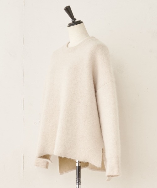 BEARDSLEY（ビアズリー）の「裏がポリエステルでチクチクしないラクーンダブルフェイスプルオーバー（ニット/セーター・レディース・ベージュ/グレー・FREE）」の21枚目の写真