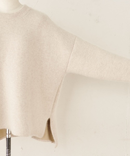 BEARDSLEY（ビアズリー）の「裏がポリエステルでチクチクしないラクーンダブルフェイスプルオーバー（ニット/セーター・レディース・ベージュ/グレー・FREE）」の19枚目の写真