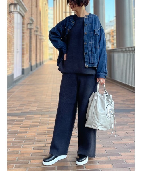 BEARDSLEY（ビアズリー）の「裏がポリエステルでチクチクしないラクーンダブルフェイスプルオーバー（ニット/セーター・レディース・ベージュ/グレー・FREE）」の4枚目の写真