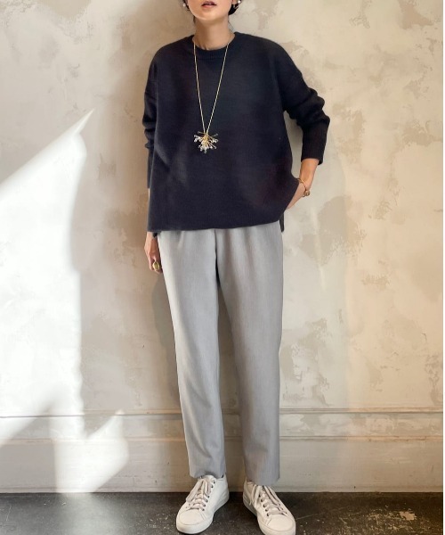 BEARDSLEY（ビアズリー）の「裏がポリエステルでチクチクしないラクーンダブルフェイスプルオーバー（ニット/セーター・レディース・ベージュ/グレー・FREE）」の11枚目の写真