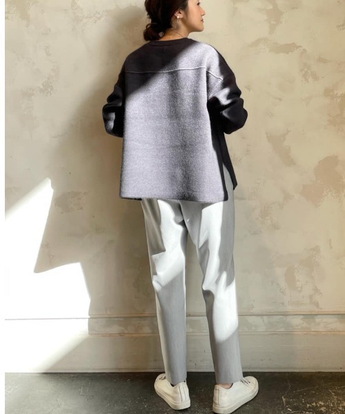 BEARDSLEY（ビアズリー）の「裏がポリエステルでチクチクしないラクーンダブルフェイスプルオーバー（ニット/セーター・レディース・ベージュ/グレー・FREE）」の10枚目の写真