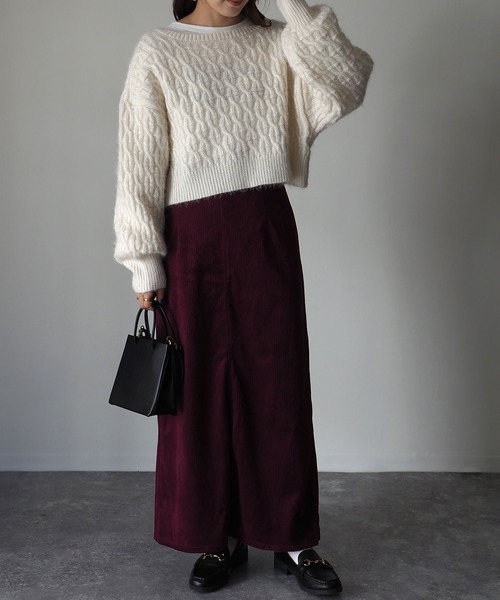 Riberry(リベリー)の「前後2WAYショートケーブルカーデ(カーディガン/ボレロ・レディース・ベージュ/ネイビー/オフホワイト/グリーン/ブルー・MEDIUM)」の18枚目の写真