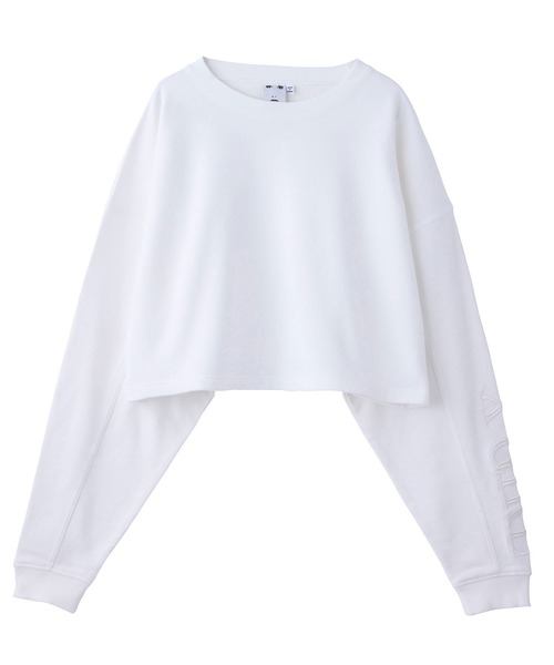 X-girl（エックスガール）の「EMBROIDERED LOGO SWEAT CROPPED TOP（スウェット・レディース・ホワイト/ブラック/ベージュ・S/M）」の8枚目の写真