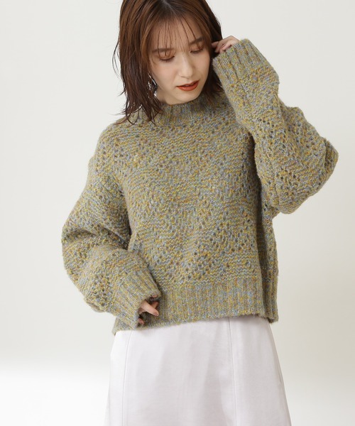 N.(N. Natural Beauty Basic)(エヌエヌナチュラルビューティーベーシック)の「◆透かし編みメランジニット(ニット/セーター・レディース・ホワイト系その他/イエロー系その他/レッド系その他・MEDIUM)」の2枚目の写真