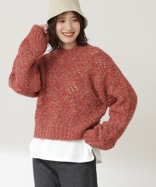 N.(N. Natural Beauty Basic)(エヌエヌナチュラルビューティーベーシック)の「◆透かし編みメランジニット(ニット/セーター・レディース・ホワイト系その他/イエロー系その他/レッド系その他・MEDIUM)」の3枚目の写真