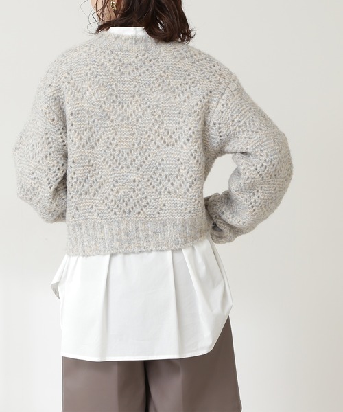 N.(N. Natural Beauty Basic)(エヌエヌナチュラルビューティーベーシック)の「◆透かし編みメランジニット(ニット/セーター・レディース・ホワイト系その他/イエロー系その他/レッド系その他・MEDIUM)」の12枚目の写真