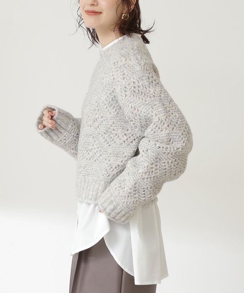 N.(N. Natural Beauty Basic)(エヌエヌナチュラルビューティーベーシック)の「◆透かし編みメランジニット(ニット/セーター・レディース・ホワイト系その他/イエロー系その他/レッド系その他・MEDIUM)」の11枚目の写真