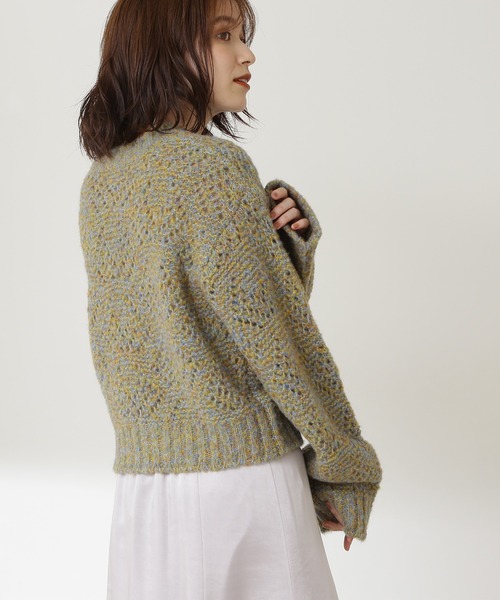 N.(N. Natural Beauty Basic)(エヌエヌナチュラルビューティーベーシック)の「◆透かし編みメランジニット(ニット/セーター・レディース・ホワイト系その他/イエロー系その他/レッド系その他・MEDIUM)」の7枚目の写真