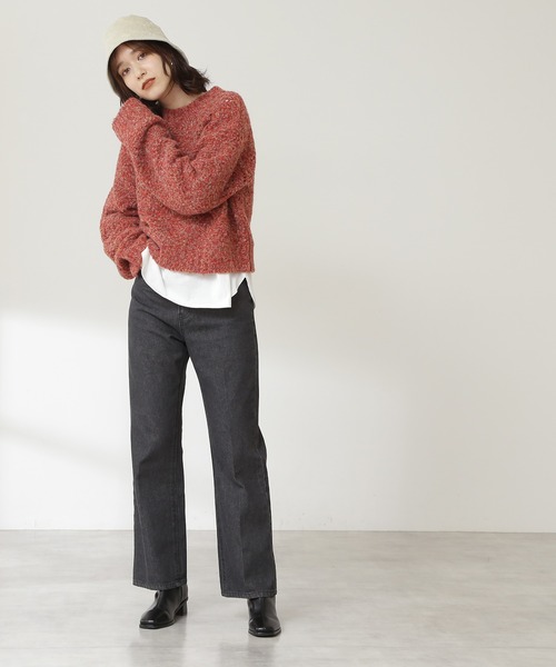 N.(N. Natural Beauty Basic)(エヌエヌナチュラルビューティーベーシック)の「◆透かし編みメランジニット(ニット/セーター・レディース・ホワイト系その他/イエロー系その他/レッド系その他・MEDIUM)」の9枚目の写真