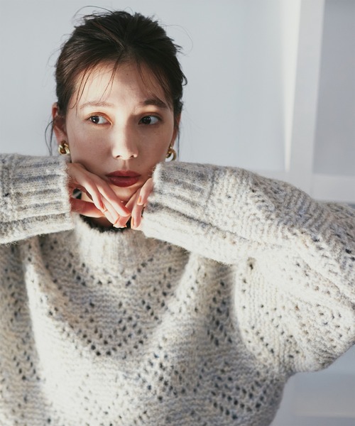 N.(N. Natural Beauty Basic)(エヌエヌナチュラルビューティーベーシック)の「◆透かし編みメランジニット(ニット/セーター・レディース・ホワイト系その他/イエロー系その他/レッド系その他・MEDIUM)」の21枚目の写真