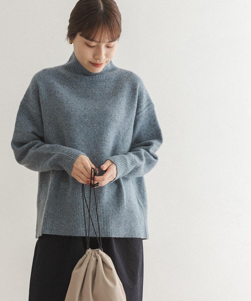 FORK&SPOON（フォークアンドスプーン）の「FORK&SPOON　ネップタートルニット（ニット/セーター・レディース・グレー/ブラック/ブルー・ONE）」の3枚目の写真