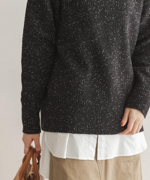 FORK&SPOON（フォークアンドスプーン）の「FORK&SPOON　ネップタートルニット（ニット/セーター・レディース・グレー/ブラック/ブルー・ONE）」の9枚目の写真