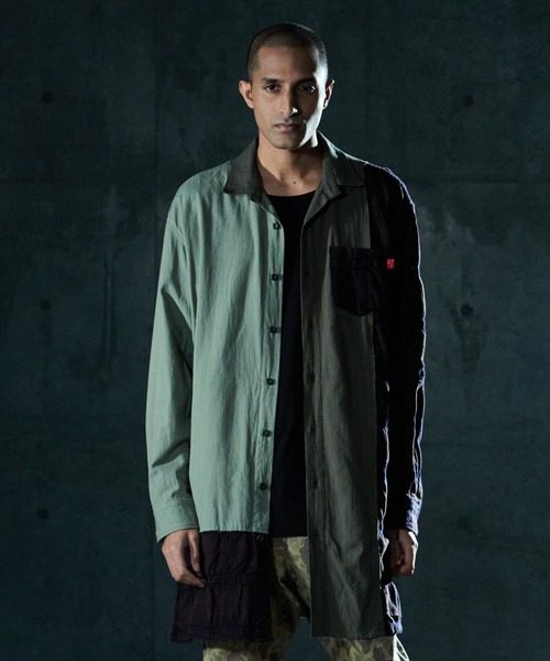 VIRGOwearworks(ヴァルゴウェアワークス)の「MIXTURE LONG SHIRTS(シャツ/ブラウス・メンズ・ブラック/カーキ/ナチュラル・3/2/4)」の1枚目の写真
