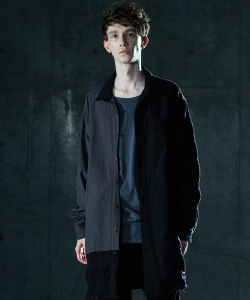 VIRGOwearworks(ヴァルゴウェアワークス)の「MIXTURE LONG SHIRTS(シャツ/ブラウス・メンズ・ブラック/カーキ/ナチュラル・3/2/4)」の4枚目の写真