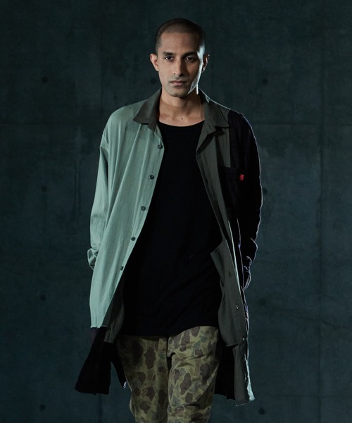 VIRGOwearworks(ヴァルゴウェアワークス)の「MIXTURE LONG SHIRTS(シャツ/ブラウス・メンズ・ブラック/カーキ/ナチュラル・3/2/4)」の7枚目の写真