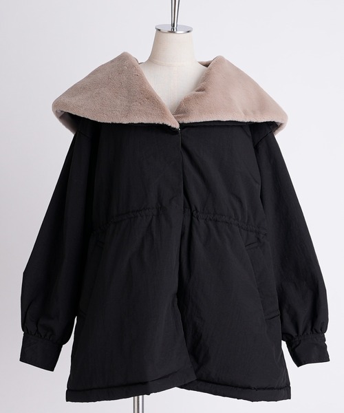 one after another NICE CLAUP（ワンアフターアナザーナイスクラップ）の「ファーの付け襟がポイント　ミリタリー女の子コート（ミリタリージャケット・レディース・アイボリー/ブラック/カーキ・FREE）」の20枚目の写真
