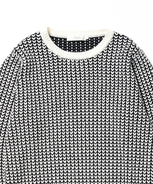 BEAMS LIGHTS Men's(ビームスライツ メンズ)の「BEAMS LIGHTS / V編みクルーネックニット(ニット/セーター・メンズ・ネイビー/オフホワイト/ブラック・SMALL/MEDIUM/LARGE)」の5枚目の写真