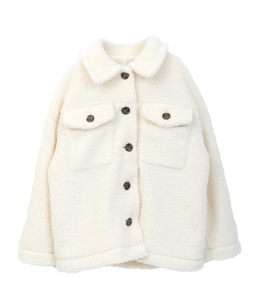 Fashion Letter(ファッションレター)の「ボアオーバーサイズCPOジャケットコート(ブルゾン・レディース・アイボリー・M/L)」の11枚目の写真