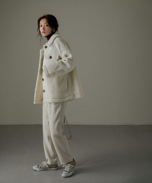 Fashion Letter(ファッションレター)の「ボアオーバーサイズCPOジャケットコート(ブルゾン・レディース・アイボリー・M/L)」の6枚目の写真
