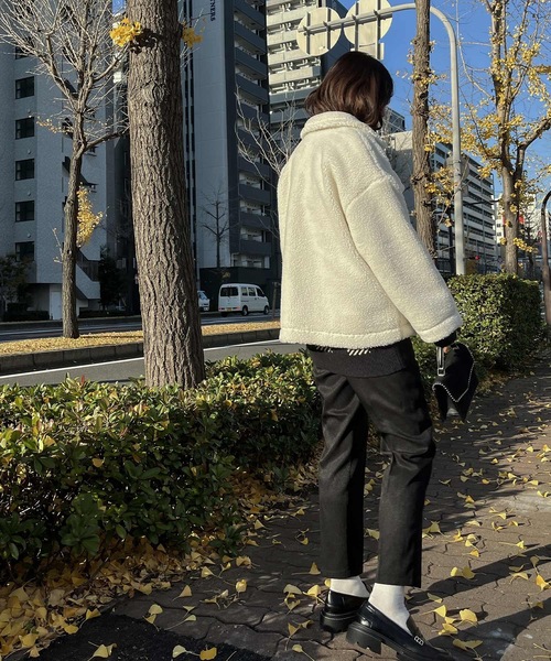Fashion Letter(ファッションレター)の「ボアオーバーサイズCPOジャケットコート(ブルゾン・レディース・アイボリー・M/L)」の22枚目の写真