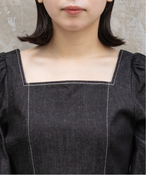 RANDA（ランダ）の「ステッチデザインデニムワンピース（ワンピース・レディース・ブラック/インディゴブルー・1/0）」の11枚目の写真