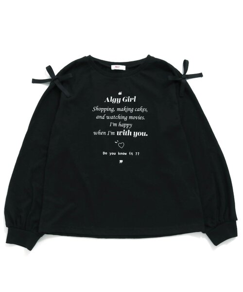 algy（アルジー）の「袖りぼんロンT（Tシャツ/カットソー・キッズ・ブラック/アイボリー/ミント/ラベンダー・SMALL/MEDIUM/X-SMALL/XX-SMALL）」の3枚目の写真