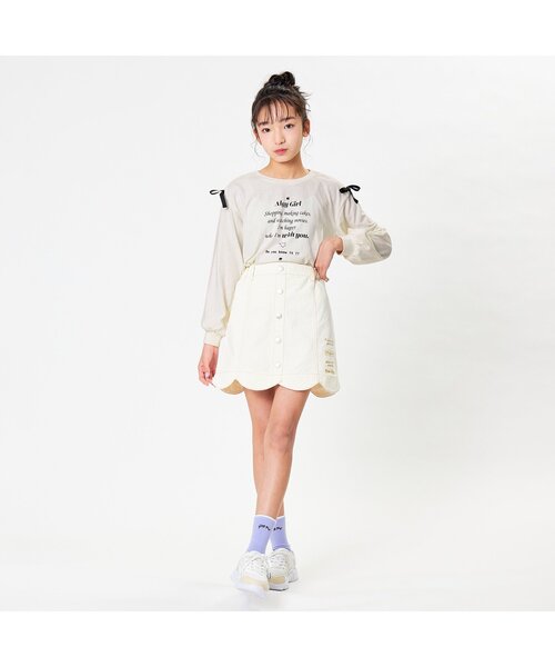 algy（アルジー）の「袖りぼんロンT（Tシャツ/カットソー・キッズ・ブラック/アイボリー/ミント/ラベンダー・SMALL/MEDIUM/X-SMALL/XX-SMALL）」の7枚目の写真