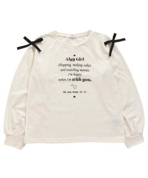 algy（アルジー）の「袖りぼんロンT（Tシャツ/カットソー・キッズ・ブラック/アイボリー/ミント/ラベンダー・SMALL/MEDIUM/X-SMALL/XX-SMALL）」の6枚目の写真