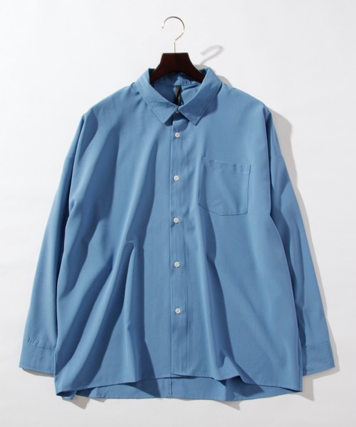 THISIS(ディスイズ)の「ビッグシルエット ポリストレッチ ドロップショルダー シャツ レディース(シャツ/ブラウス・レディース・イエロー/グリーン/チャコール/ホワイト/サックスブルー/ネイビー/パープル/グレイッシュベージュ/ブラック・MEDIUM/LARGE/X-LARGE)」の7枚目の写真