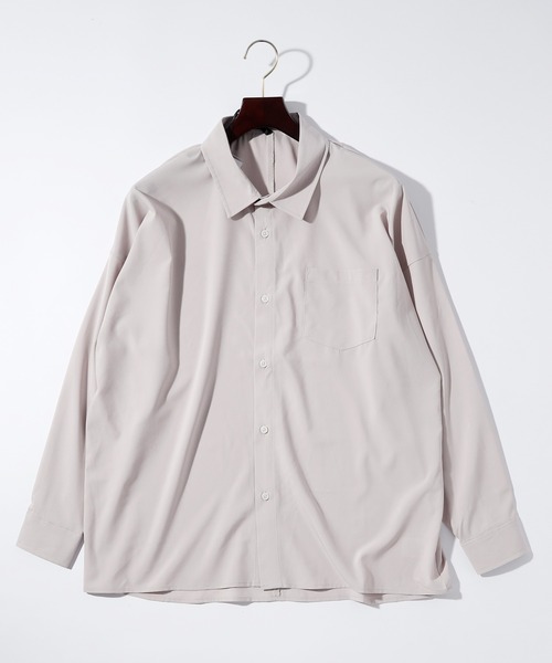 THISIS(ディスイズ)の「ビッグシルエット ポリストレッチ ドロップショルダー シャツ レディース(シャツ/ブラウス・レディース・イエロー/グリーン/チャコール/ホワイト/サックスブルー/ネイビー/パープル/グレイッシュベージュ/ブラック・MEDIUM/LARGE/X-LARGE)」の4枚目の写真