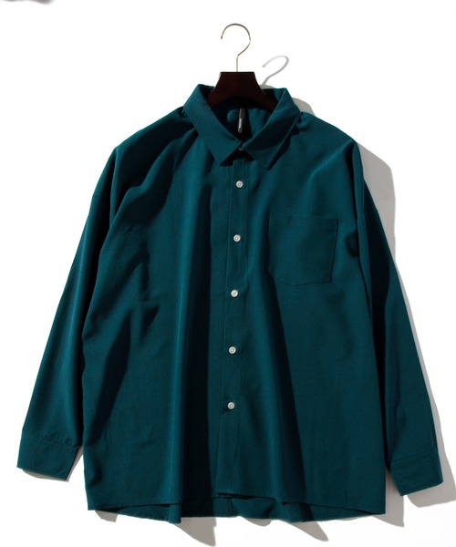 THISIS(ディスイズ)の「ビッグシルエット ポリストレッチ ドロップショルダー シャツ レディース(シャツ/ブラウス・レディース・イエロー/グリーン/チャコール/ホワイト/サックスブルー/ネイビー/パープル/グレイッシュベージュ/ブラック・MEDIUM/LARGE/X-LARGE)」の5枚目の写真