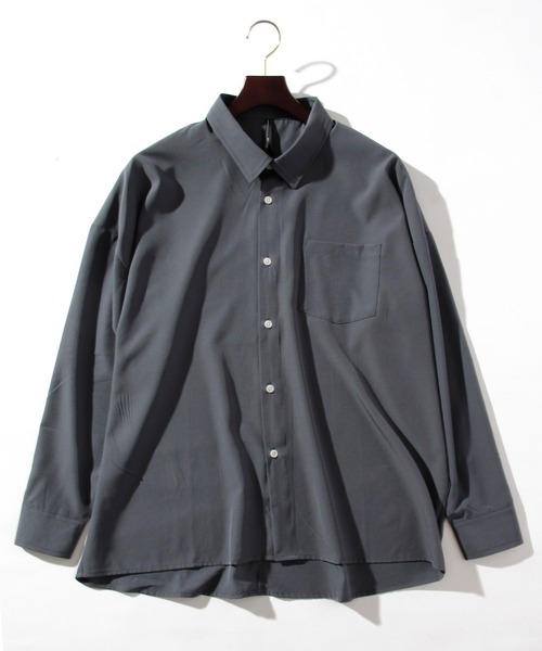 THISIS(ディスイズ)の「ビッグシルエット ポリストレッチ ドロップショルダー シャツ レディース(シャツ/ブラウス・レディース・イエロー/グリーン/チャコール/ホワイト/サックスブルー/ネイビー/パープル/グレイッシュベージュ/ブラック・MEDIUM/LARGE/X-LARGE)」の3枚目の写真