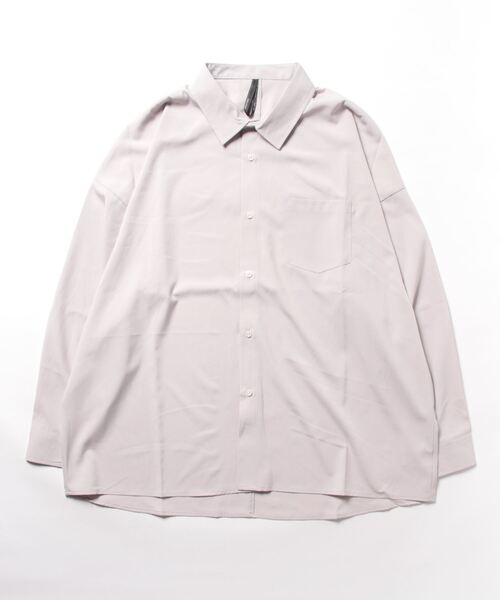 THISIS(ディスイズ)の「ビッグシルエット ポリストレッチ ドロップショルダー シャツ レディース(シャツ/ブラウス・レディース・イエロー/グリーン/チャコール/ホワイト/サックスブルー/ネイビー/パープル/グレイッシュベージュ/ブラック・MEDIUM/LARGE/X-LARGE)」の18枚目の写真