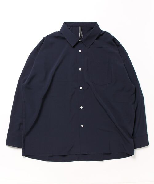 THISIS(ディスイズ)の「ビッグシルエット ポリストレッチ ドロップショルダー シャツ レディース(シャツ/ブラウス・レディース・イエロー/グリーン/チャコール/ホワイト/サックスブルー/ネイビー/パープル/グレイッシュベージュ/ブラック・MEDIUM/LARGE/X-LARGE)」の19枚目の写真