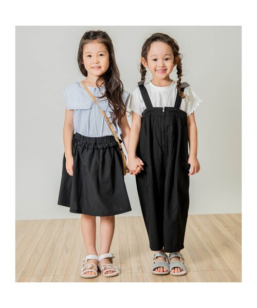 Seraph（セラフ）の「フロントファスナーサロペット 9分丈（サロペット/オーバーオール・キッズ・ブラック/キナリ/パープル・95/80/140/100/90/110/120/130）」の4枚目の写真