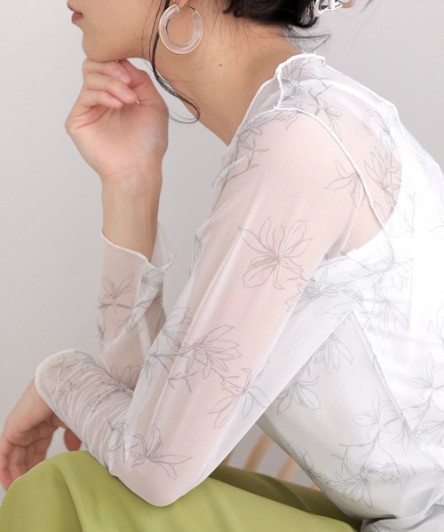 Bou Jeloud（ブージュルード）の「【WEB限定】ナローフラワーシアープルオーバー（Tシャツ/カットソー・レディース・グレー/オフホワイト/グリーン・FREE）」の15枚目の写真