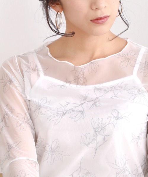 Bou Jeloud（ブージュルード）の「【WEB限定】ナローフラワーシアープルオーバー（Tシャツ/カットソー・レディース・グレー/オフホワイト/グリーン・FREE）」の18枚目の写真