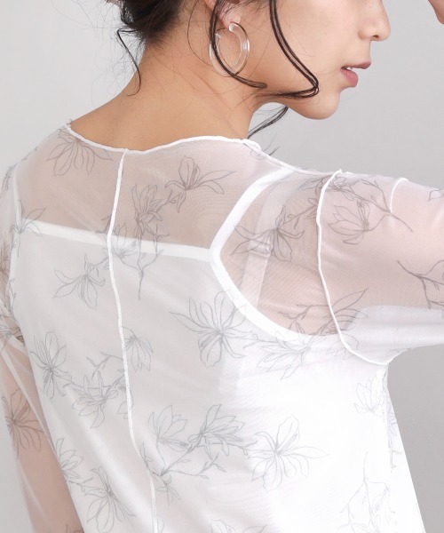 Bou Jeloud（ブージュルード）の「【WEB限定】ナローフラワーシアープルオーバー（Tシャツ/カットソー・レディース・グレー/オフホワイト/グリーン・FREE）」の9枚目の写真