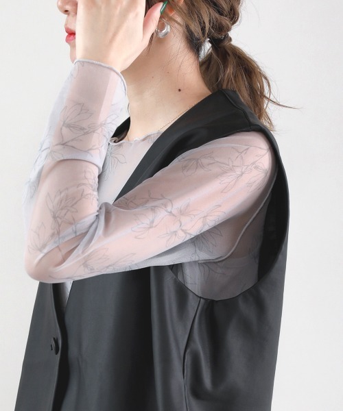 Bou Jeloud（ブージュルード）の「【WEB限定】ナローフラワーシアープルオーバー（Tシャツ/カットソー・レディース・グレー/オフホワイト/グリーン・FREE）」の16枚目の写真