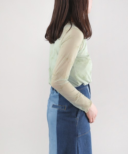 Bou Jeloud（ブージュルード）の「【WEB限定】ナローフラワーシアープルオーバー（Tシャツ/カットソー・レディース・グレー/オフホワイト/グリーン・FREE）」の10枚目の写真