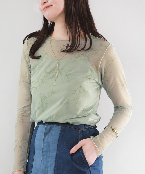 Bou Jeloud（ブージュルード）の「【WEB限定】ナローフラワーシアープルオーバー（Tシャツ/カットソー・レディース・グレー/オフホワイト/グリーン・FREE）」の13枚目の写真