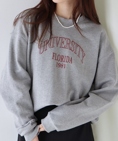 BLUEEAST（ブルーイースト）の「カレッジロゴオーバーサイズスウェット（スウェット・レディース・アイボリー/グレー/ネイビー・MEDIUM）」の2枚目の写真
