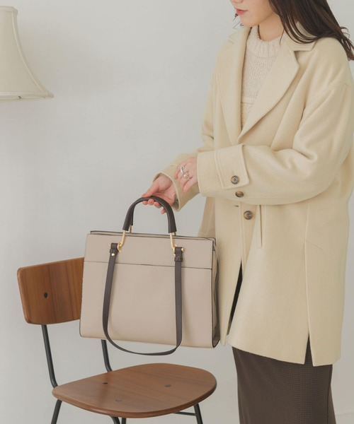 RODE SKO（ロデスコ）の「2WAYスクエアバッグ（トートバッグ・レディース・ブラック/ベージュ・ONE）」の2枚目の写真